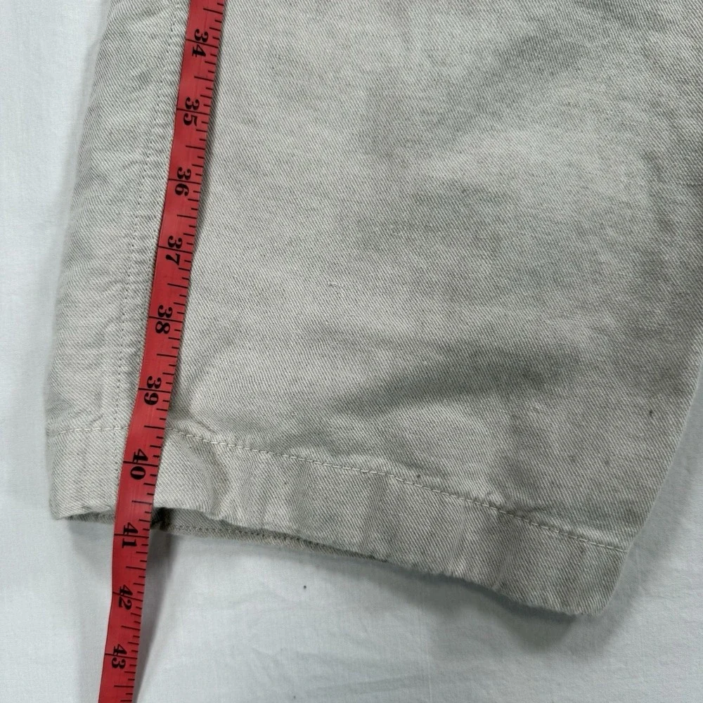 Nautica Men's 34x32 Beige Linen Cotton Pants Flat Front Chinos‎